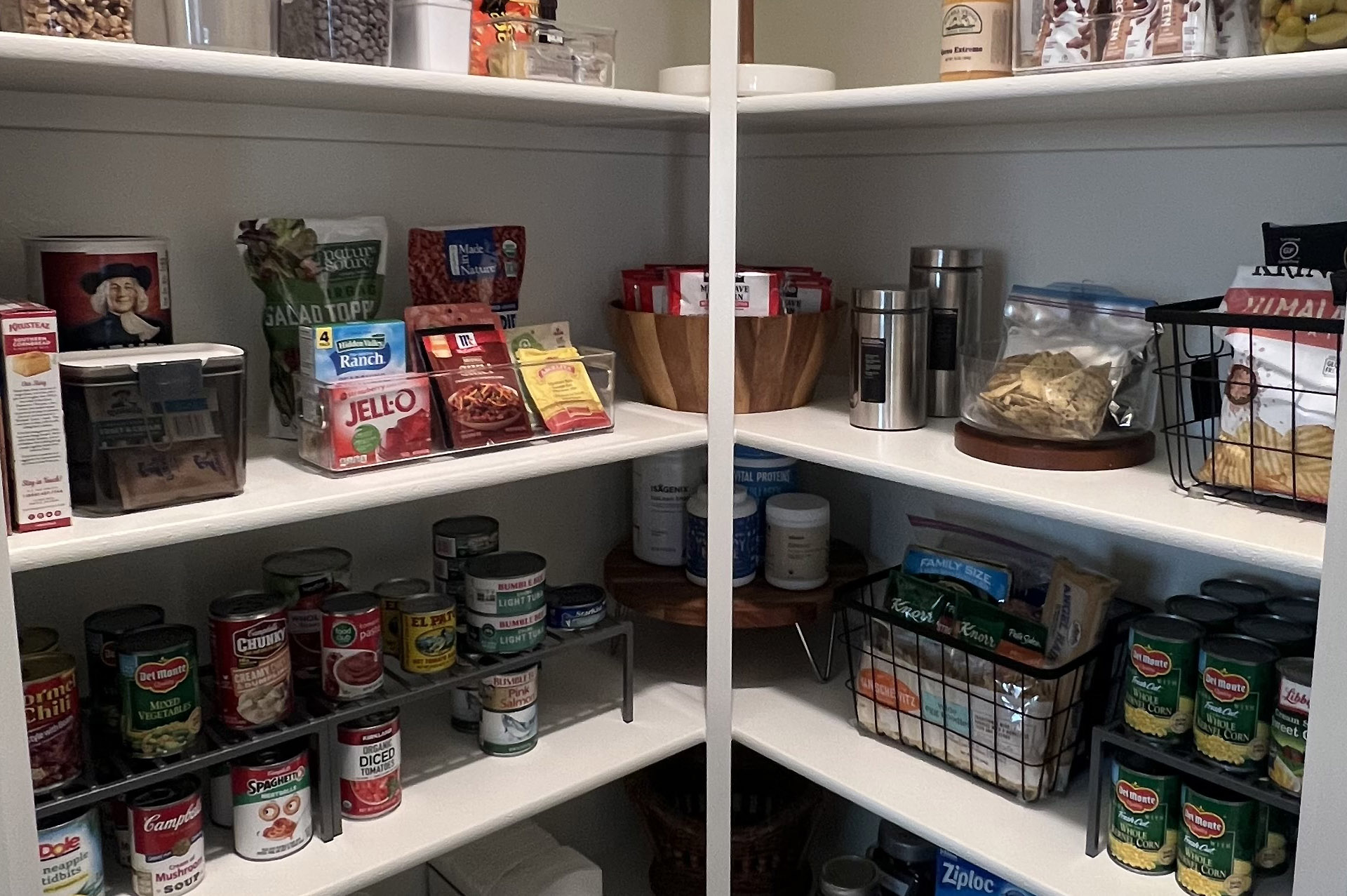 organized pantry with food